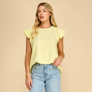 The Trinity Textured flutter sleeve top