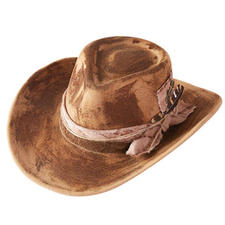 Rustic Cowgirl Feather and Band Fedora Hat
