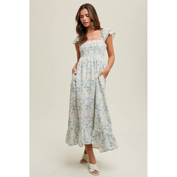 Frita Floral Smocked Midi Dress