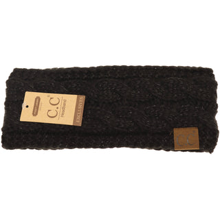 Metallic Cable Knit CC Women's Fashion Headband