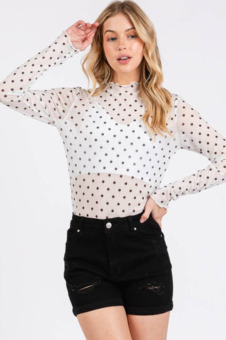 The Polka Dot mesh Long Sleeve Top