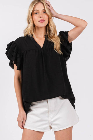 The Classic -RUFFLE SLEEVE BLOUSE