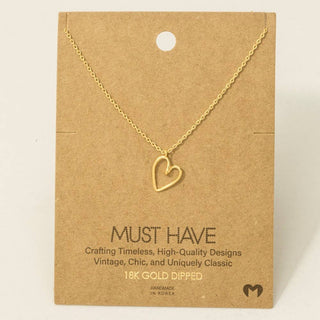 Gold Dipped Wire Heart Pendant Necklace