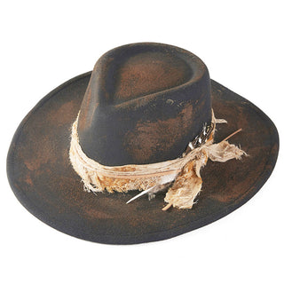 Rustic Cowgirl with Feather Fedora Hat