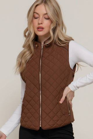 The Piping Detail Rib Quilted Padding Vest