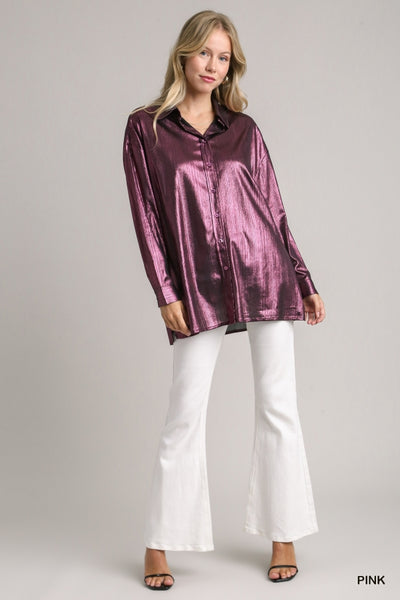 Madeline Metallic Button Up