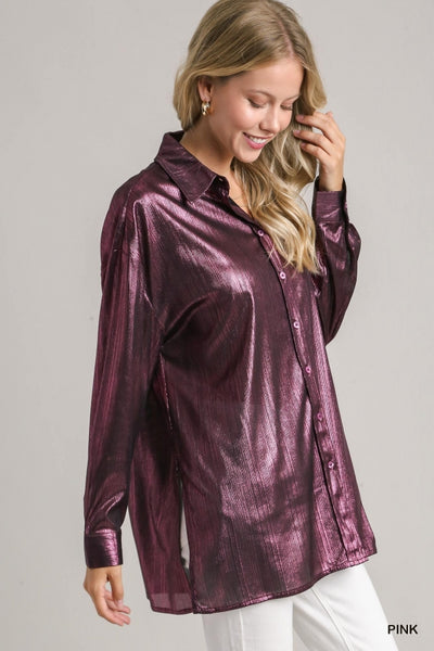 Madeline Metallic Button Up