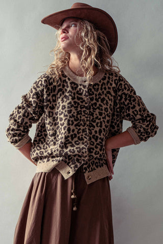 Classic Leopard Print Jacquard Cardigan