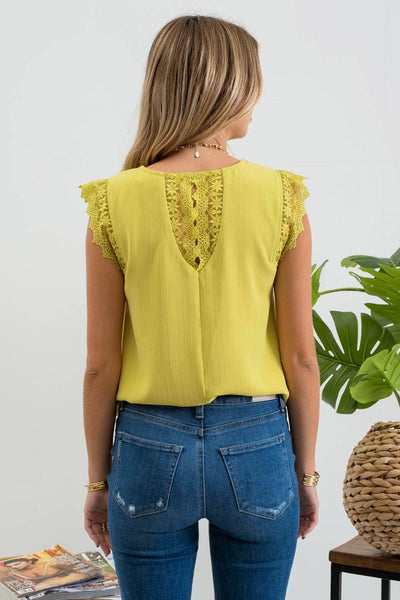 Steph Sleeveless Lace Trim Top