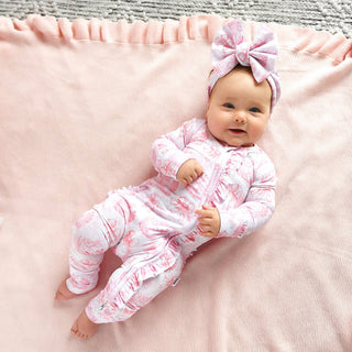 Gigi and Max - Juniper RUFFLE ZIP Easter Floral Bamboo 1-Piece Baby Outfit
