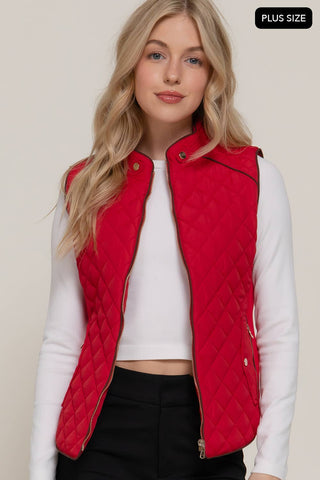 Penelope Plus Piping Quilted Padding Vest