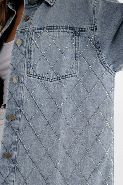 Studded Button Up Denim Jacket