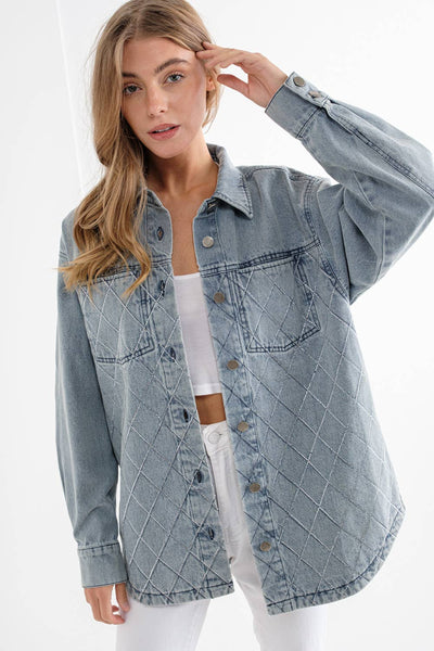 Studded Button Up Denim Jacket