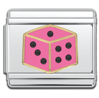 Italian Bracelet Charm 9mm - Pink Dice