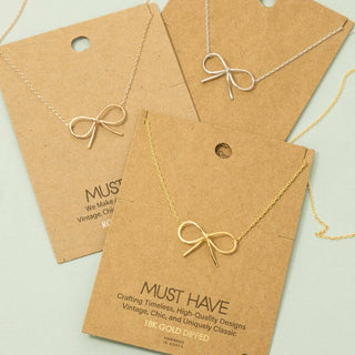 Gold Dipped Bow Tie Pendant Necklace