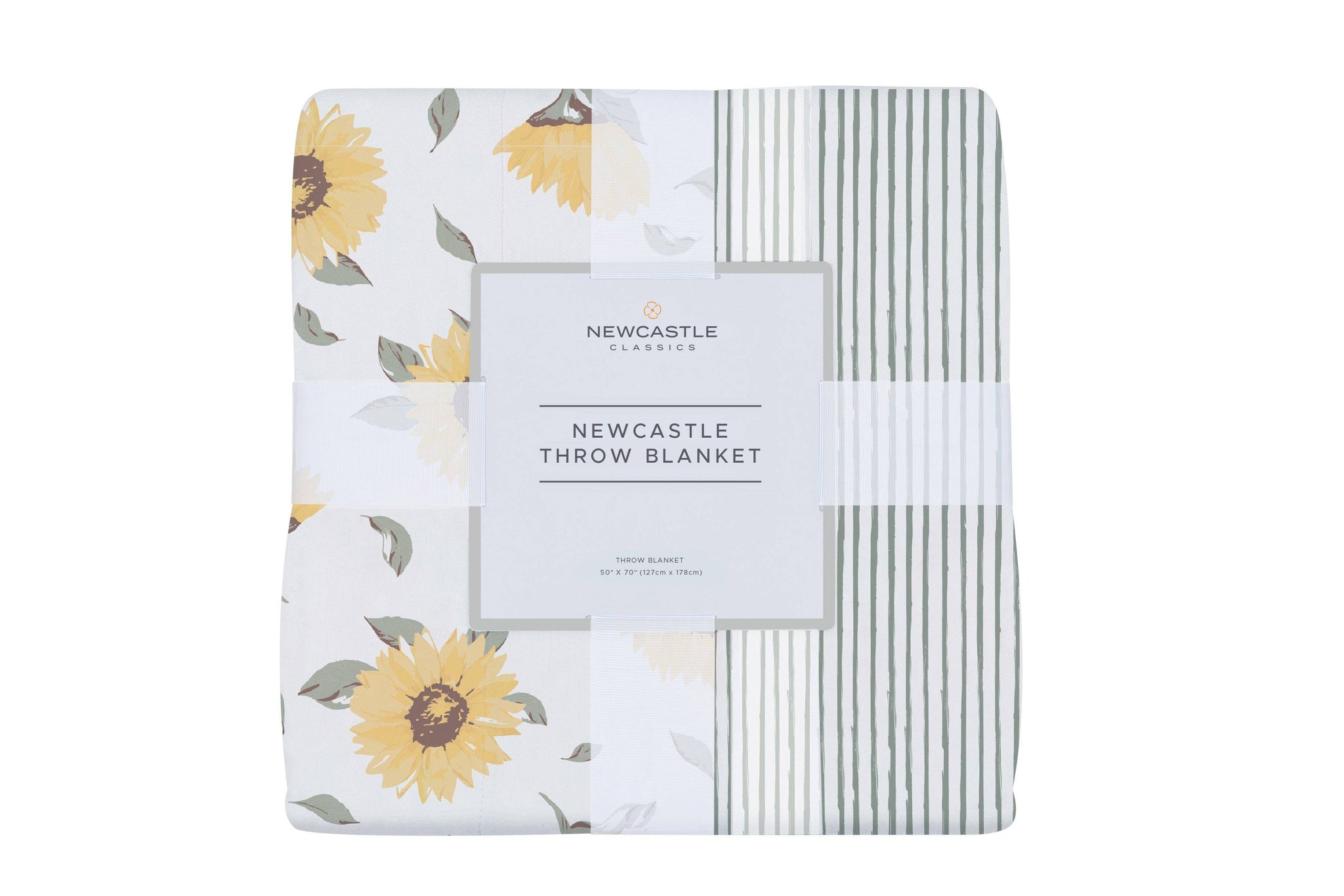 Newcastle Classics - Sunflower Farm and Sage Green Stripe Newcastle Throw Blanket