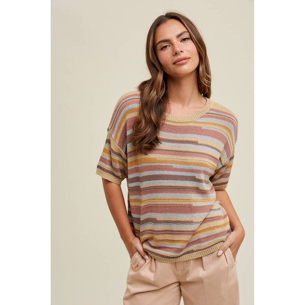 Skyler Multi Striped Sweater Top