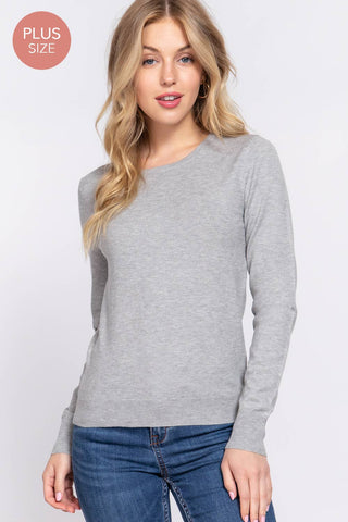 The Plus Long Sleeve Crew Neck Basic Sweater