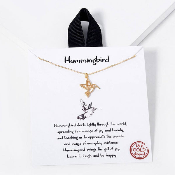 Gold-Dipped Hummingbird Pendant Necklace