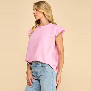 The Trinity Textured flutter sleeve top