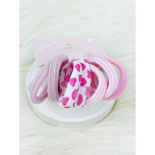 Pretty Pink Pattern Rolled Hair Tie Set