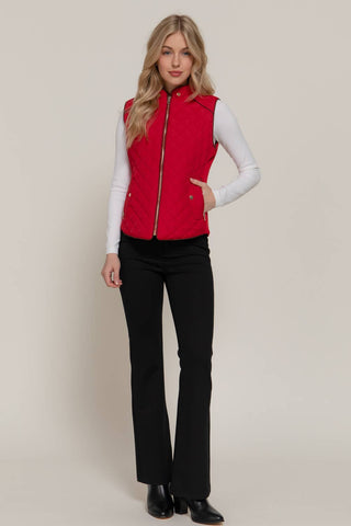 The Piping Detail Rib Quilted Padding Vest