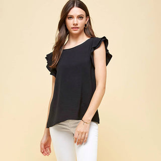 Top with Ruffled sleeves