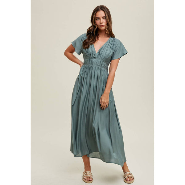 Cynthia Flutter Sleeve Midi Dress