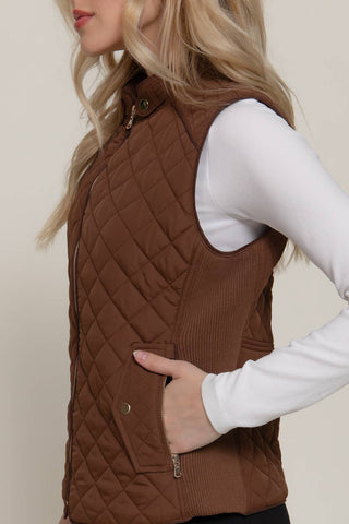 The Piping Detail Rib Quilted Padding Vest