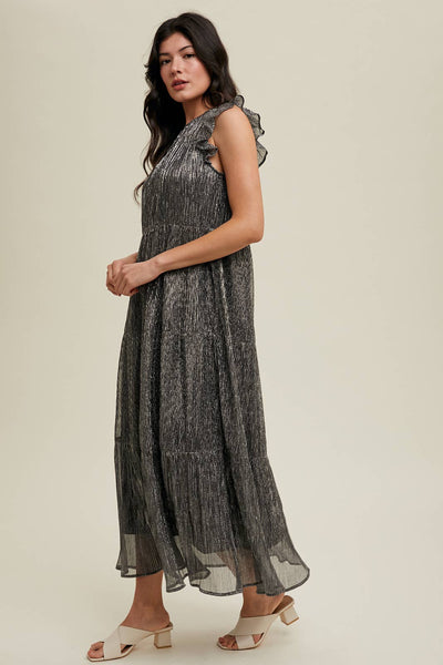 Tina Tiered Lurex Maxi Dressed