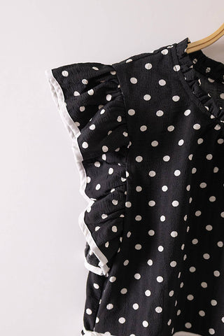 Romantic Polka Dot Ruffle Blouse