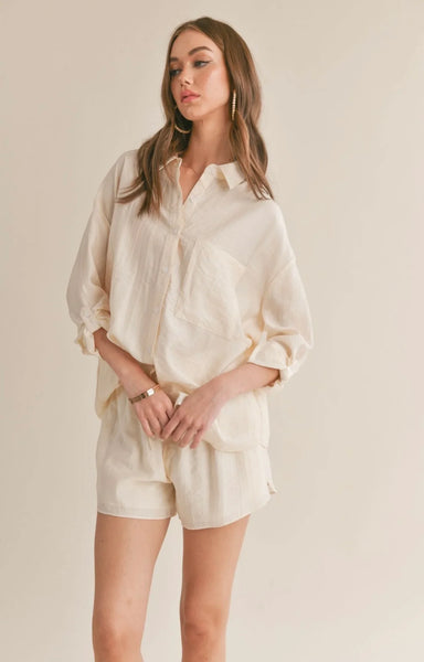 Sage The Label- Clementine Crush Cutout Back Shirt- Ivory