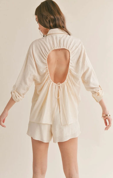 Sage The Label- Clementine Crush Cutout Back Shirt- Ivory