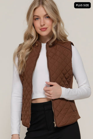 Penelope Plus Piping Quilted Padding Vest