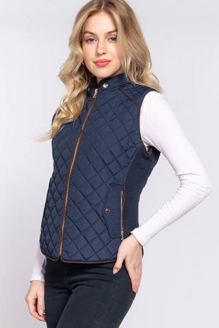 The Piping Detail Rib Quilted Padding Vest