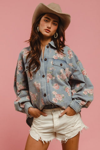 Francine Floral Denim Shacket