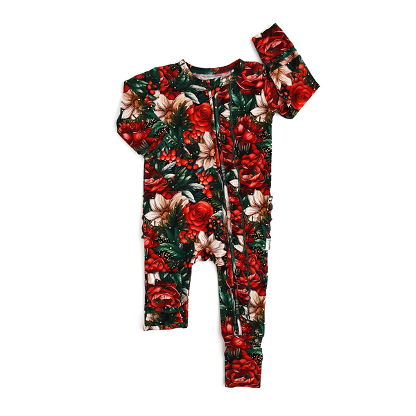 Gigi and Max - Gloria Ruffle Zip Bamboo Kids Clothing Sleepies Christmas