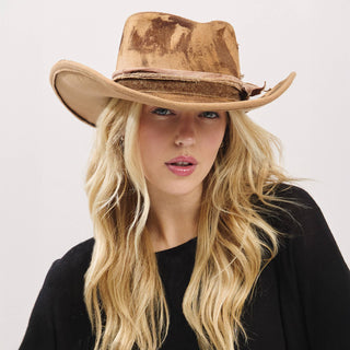 Rustic Cowgirl Feather and Band Fedora Hat