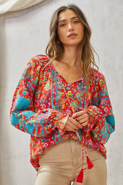 Tunic Top Features Long Sleeves With Embroidery