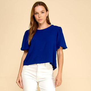 The Krissi Solid Puffed Sleeves Top