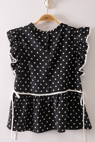 Romantic Polka Dot Ruffle Blouse