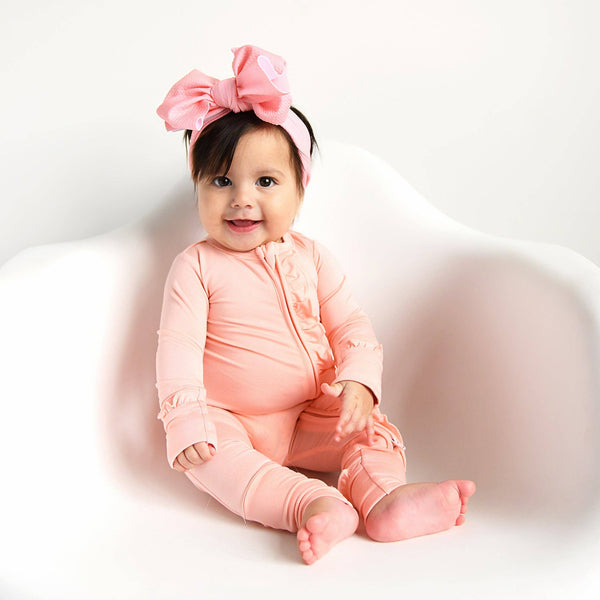 Gigi and Max - Bamboo Baby Pajama Sleepies Little Baby Ruffle Zip Olivia Pink