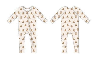Baylor Moon - Neutral Bears | Bamboo Zipper Pajamas