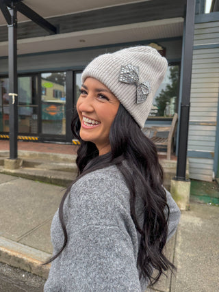Rhinestone Bow Cuff C.C Beanie