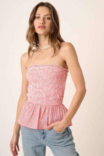 Cory Gingham Peplum Tube Top