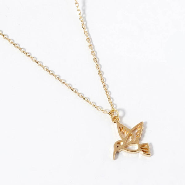 Gold-Dipped Hummingbird Pendant Necklace