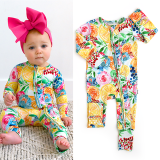 Gigi and Max - Lillyana RUFFLE ZIP Bamboo Baby Sleepies Little Outfit
