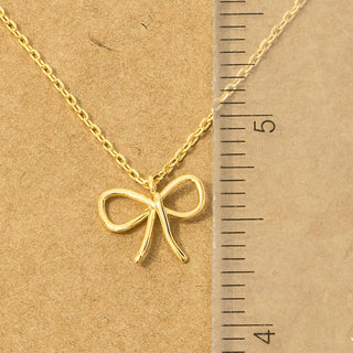 Gold Dipped Wire Ribbon Bow Pendant Necklace