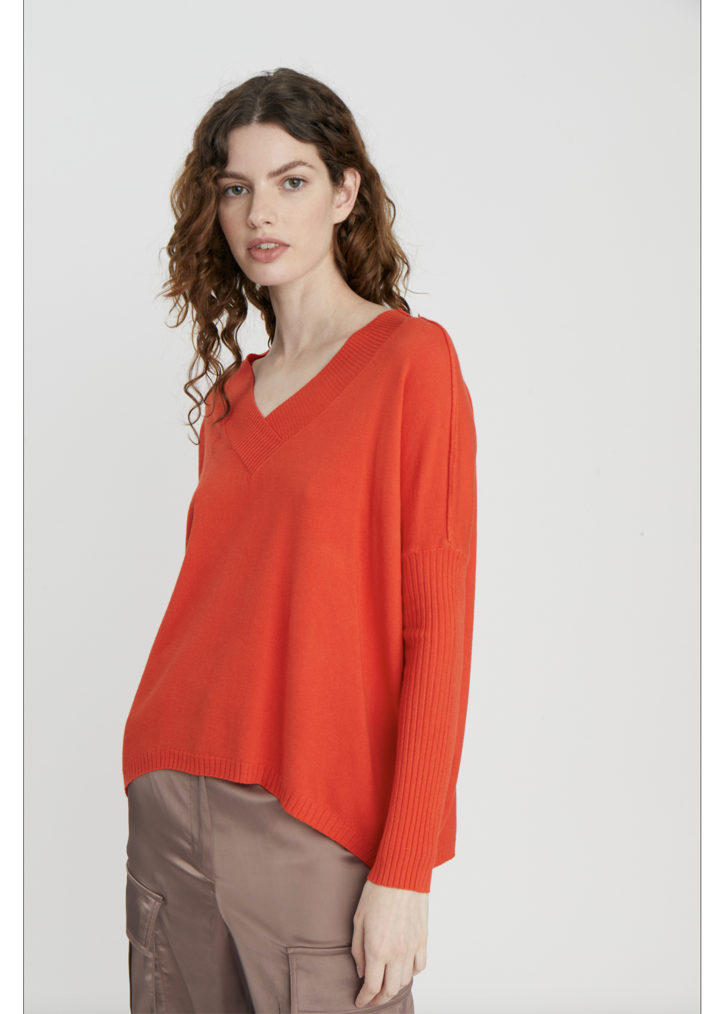 Deluc- Velvet Sweater- Papaya