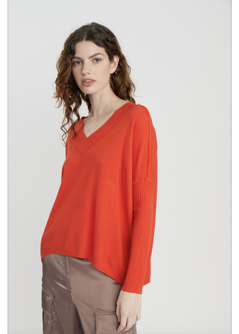 Deluc- Velvet Sweater- Papaya